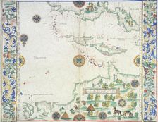 Map of the Caribbean, 1542. Creator: John Rotz