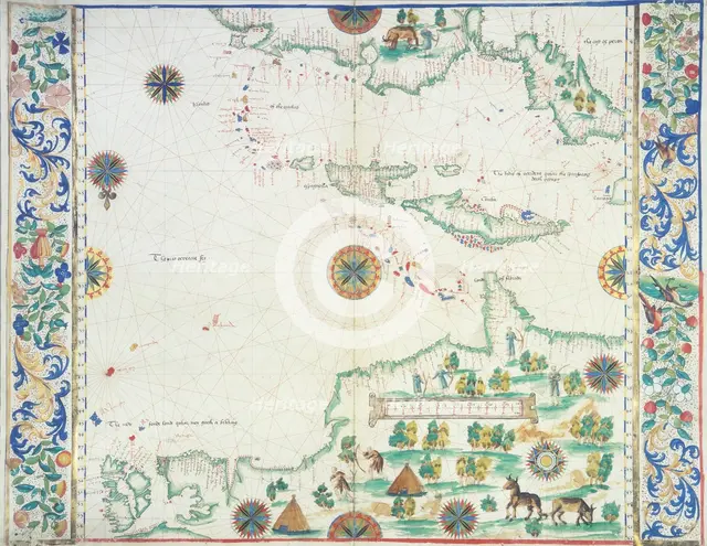 Map of the Caribbean, 1542.  Creator: John Rotz.