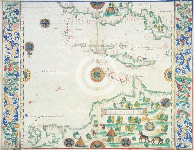 Map of the Caribbean, 1542.  Creator: John Rotz.