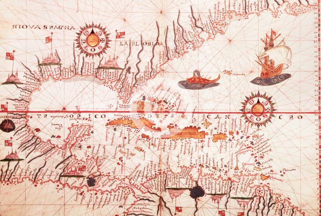 Map of the Caribbean, c1578. Creator: Joan Martines.