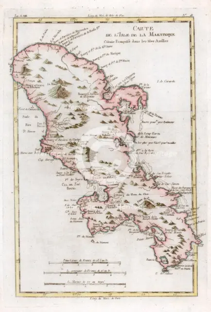 Map of the Caribbean island of Martinique, c1783. Artist: Unknown