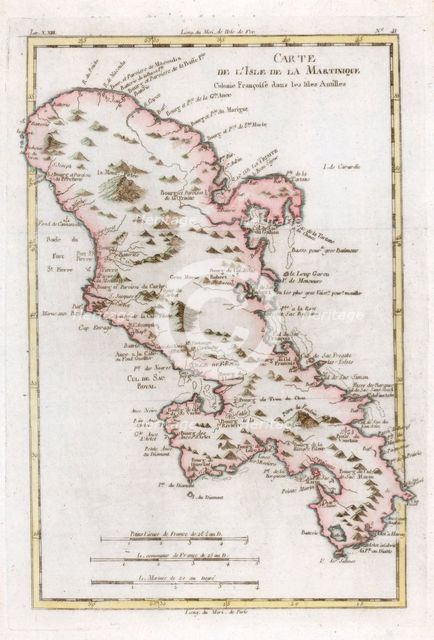 Map of the Caribbean island of Martinique, c1783. Artist: Unknown