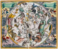 Map of the celestial Southern Hemisphere, 1660-1661. Creator: Andreas Cellarius