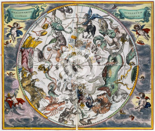 Map of the celestial Southern Hemisphere, 1660-1661. Artist: Andreas Cellarius