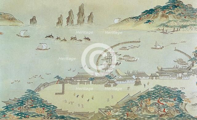 Map of the Choryang Waegwan and its surrounding area in Busan during the Joseon..., 19th cent. Creator: Anonymous.