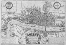 Map of the City of London and City of Westminster in c1600, 1708. Artist: Anon