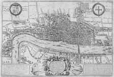 Map of the City of London and City of Westminster in c1600, 1708. Artist: Anon