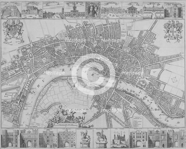 Map of the Cities of London and Westminster and Southwark, 1690. Artist: Anon