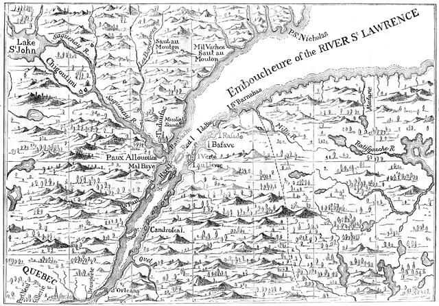 Map of the course of the River St Lawrence as far as Quebec, 1730 (c1880). Artist: Unknown
