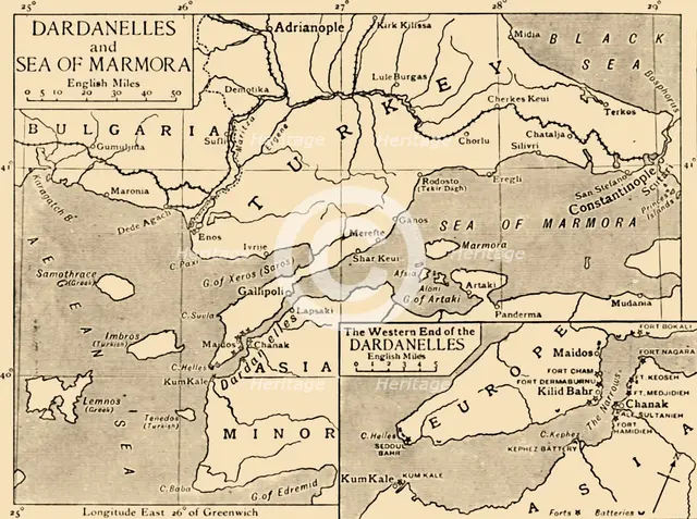 Map of the Dardanelles and Sea of Marmara, c1914, (1920). Creator: Unknown.