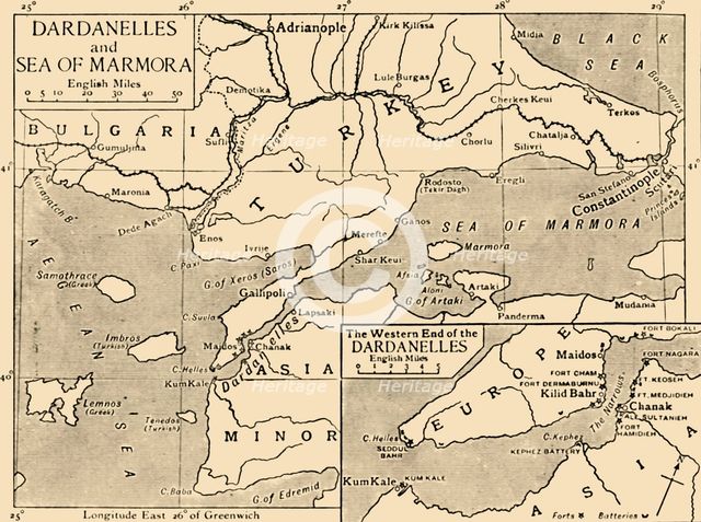 Map of the Dardanelles and Sea of Marmara, c1914, (1920). Creator: Unknown.