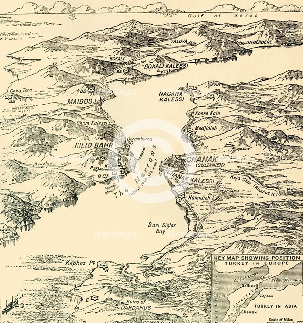 Map of the Dardanelles, First World War, 1915, (c1920). Creator: Unknown.