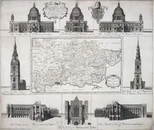 Map of the Diocese of London, 1720. Artist: John Harris