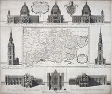 Map of the Diocese of London, 1720. Artist: John Harris