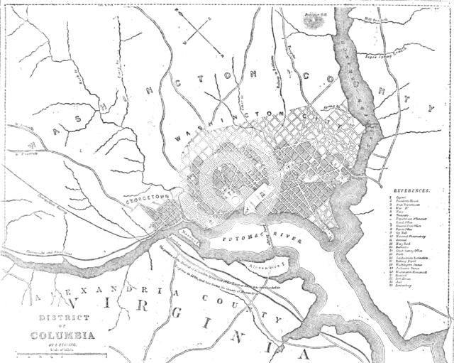 Map of the District of Columbia, 1861. Creator: Theodor Ettling.