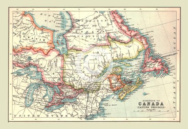 Map of the Dominion of Canada, Eastern Provinces, 1902.  Creator: Unknown.
