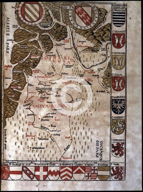 Map of the Duchy of Lotaringia, now Lorraine (France), 1596. Creator: Ptolomeo, Claudio. (90-168).