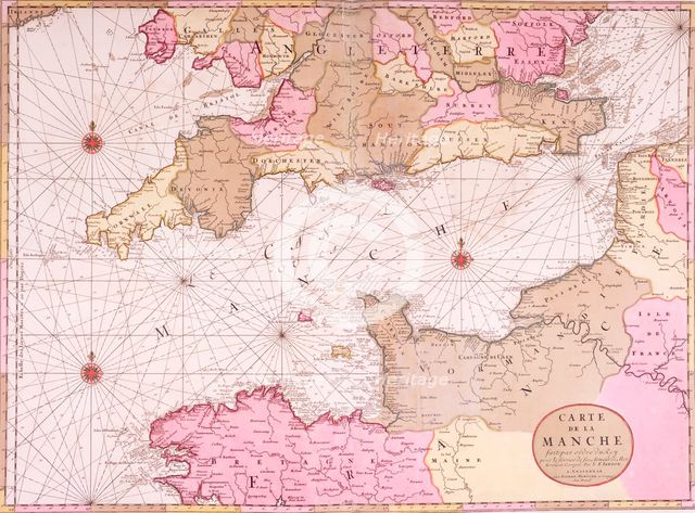 Map of the English Channel, 1693. Creator: Pieter Mortier.