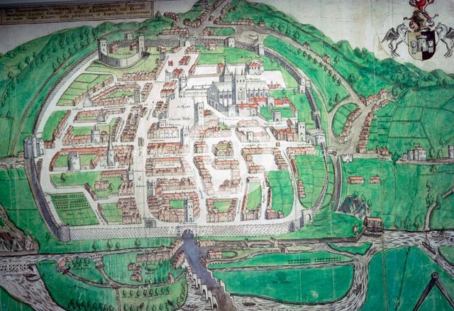 Map of the English city of Exeter by John Hooker, 1587. Artist: John Hooker