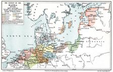 Map of the extent of the Hanseatic League in about 1400