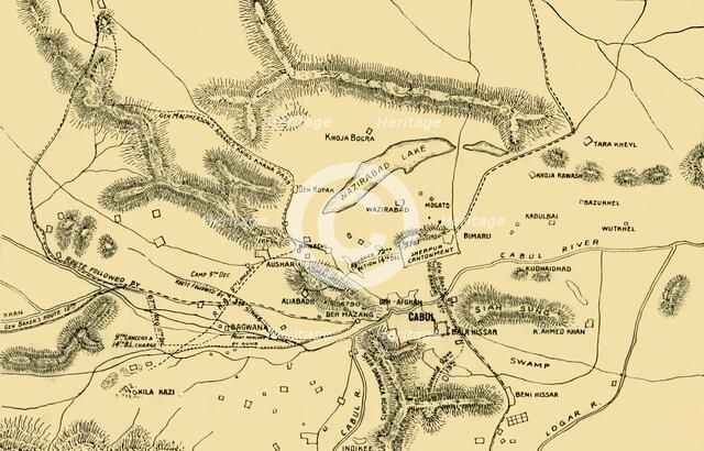 'Map of the Fighting in the Chardeh Valley', 1901. Creator: Unknown.