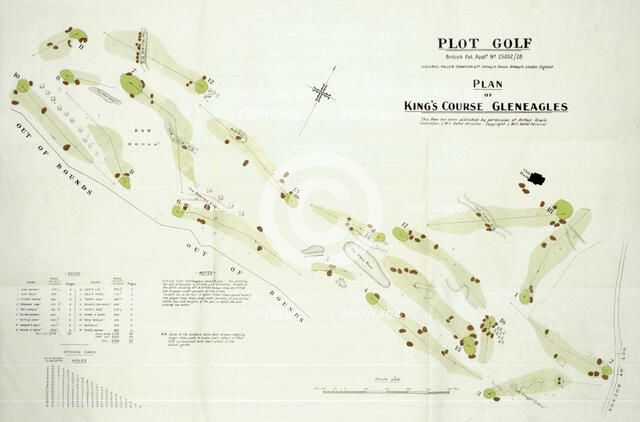 Map of the Gleneagles golf course, British, c1920s. Artist: Unknown