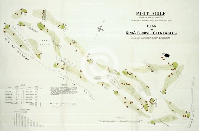 Map of the Gleneagles golf course, British, c1920s. Creator: Unknown.
