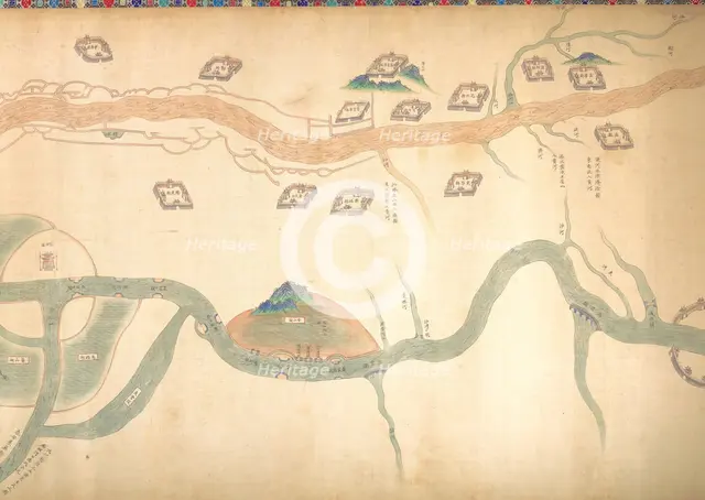 Map of the Grand Canal from Beijing to the Yangzi River, late 18th or early 19th century. Creator: Unknown.