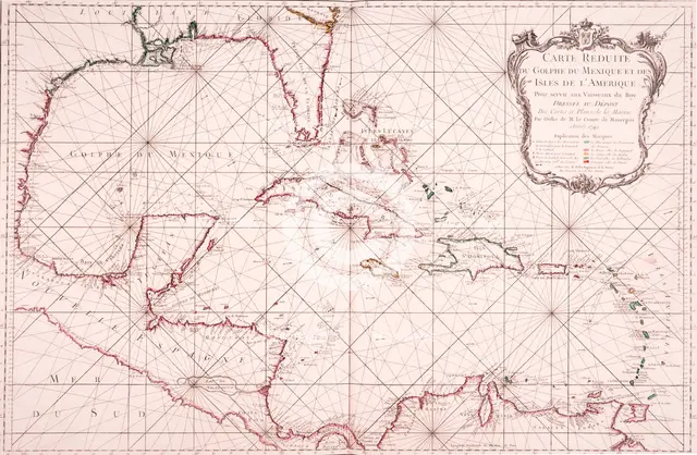 Map of the Gulf of Mexico, 1772. Creator: Jacques-Nicolas Bellin.