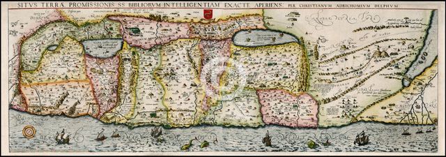 Map of the Holy Land Divided into the Twelve Tribes of Israel , 1580s. Creator: Adrichem, Christian Kruik van (1533-1585).