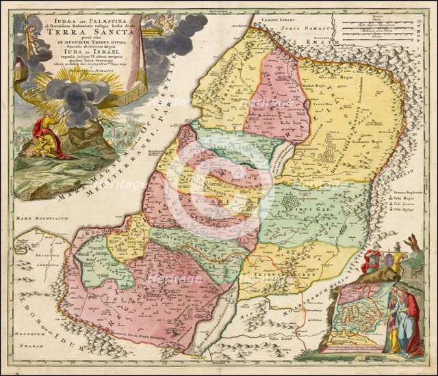Map of the Holy Land Divided into the Twelve Tribes of Israel , c. 1710. Creator: Homann, Johann Baptist (1663-1724).