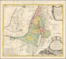 Map of the Holy Land Divided into the Twelve Tribes of Israel , ca 1730. Creator: Homann, Johann Baptist (1663-1724)