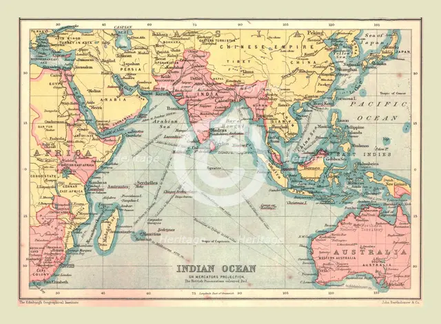 Map of the Indian Ocean, 1902.   Creator: Unknown.