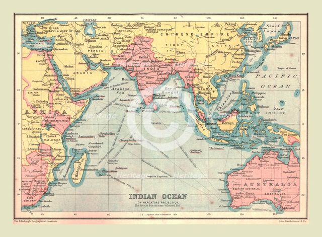 Map of the Indian Ocean, 1902.   Creator: Unknown.