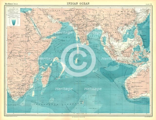 Map of the Indian Ocean. Artist: Unknown.