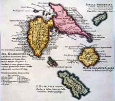 Map of the island of Guadalupe and other islands of the Antilles, 1680. Creator: Jaillot, Alexis-Hubert (1632-1712)