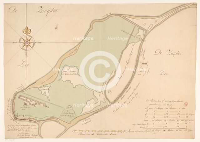 Map of the island of Urk, 1720. Creator: Maurits Walraven.