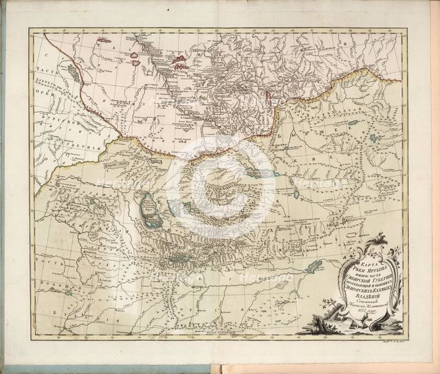 Map of the Irtysh River, the southern part of the Siberian Governorate , 1777. Creator: Islenyev, Ivan Ivanovich  .