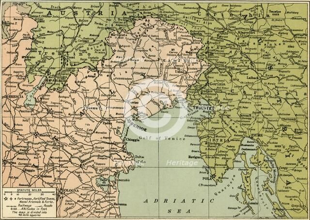 'Map of the Italian Fighting Front', 1919. Creator: George Philip & Son Ltd.
