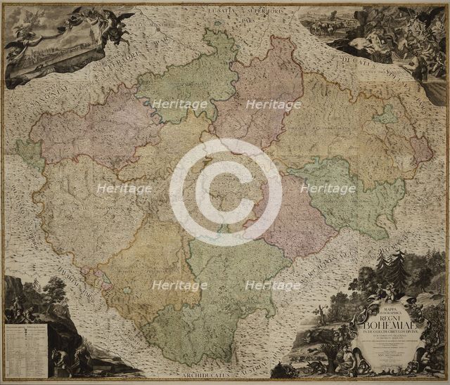 Map of the Kingdom of Bohemia, 1722.
