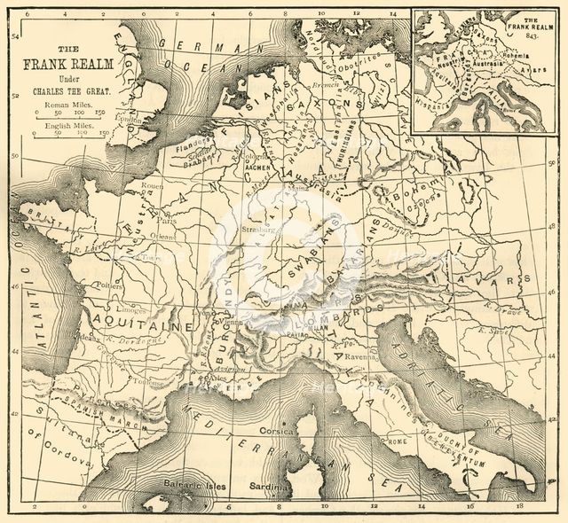 'Map of the Kingdom of the Franks Under Charlemagne', 1890.   Creator: Unknown.