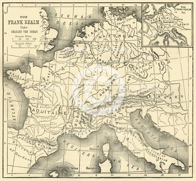 'Map of the Kingdom of the Franks Under Charlemagne', 1890.   Creator: Unknown.