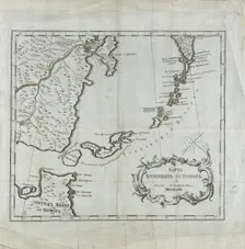 Map of the Kuril Islands with Surrounding Areas, 1700-1799. Creator: Unknown