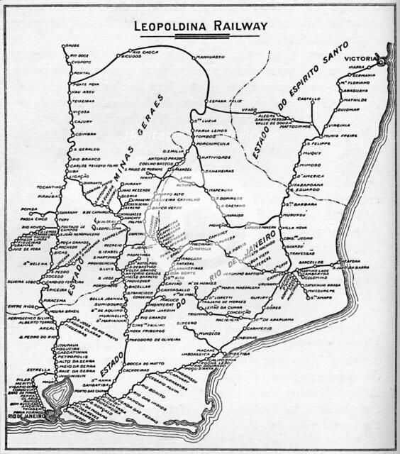 'Map of the Leopoldina Railway System', 1914.  Artist: Unknown.