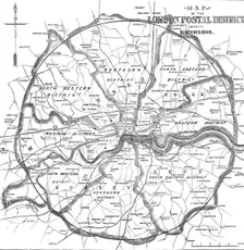 Map of the London Postal District with its Subdivisions, 1857. Creator: Unknown