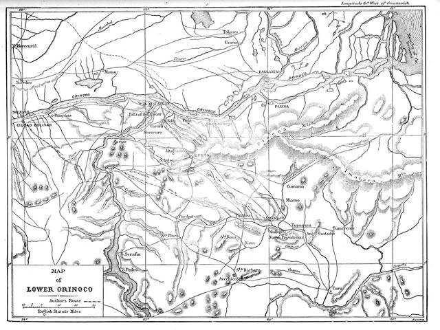 'Map of the Lower Orinoco; A Journey up the Orinoco', 1875. Creator: Unknown.