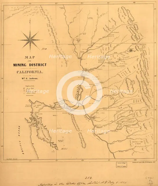 Map of the mining district of California, 1850. Creator: William A. Jackson.