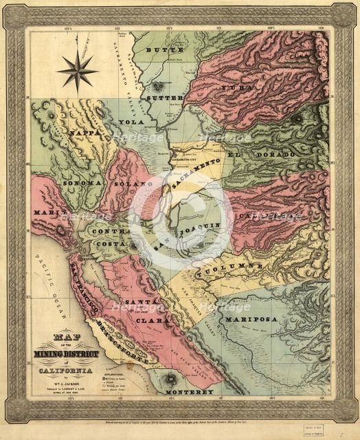 Map of the mining district of California, 1851. Creator: William A. Jackson.