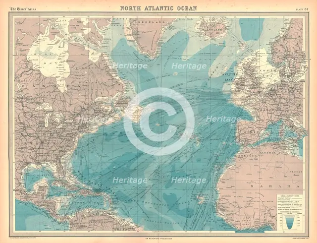 Map of the North Atlantic Ocean. Artist: Unknown.