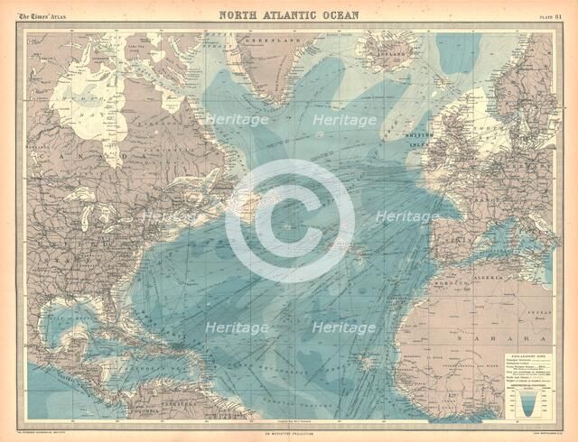 Map of the North Atlantic Ocean. Artist: Unknown.